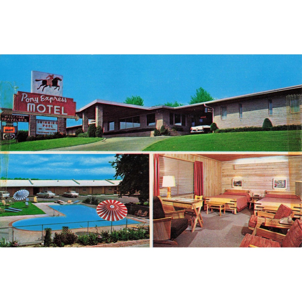 Pony Express Motel St Joseph MO Chrome Postcard Roadside Americana AAA - Picture 1 of 2